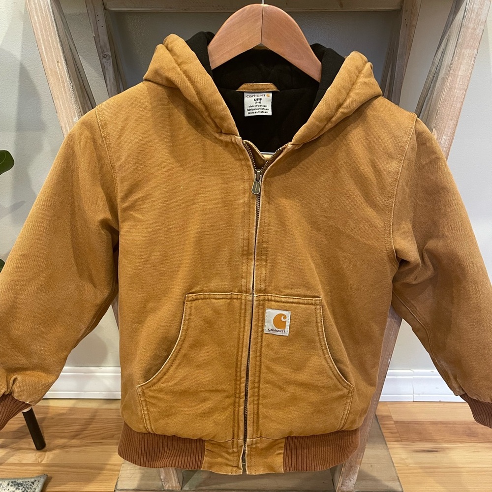 Boys Carhartt size small 7/8 flannel quilt lined work jacket
